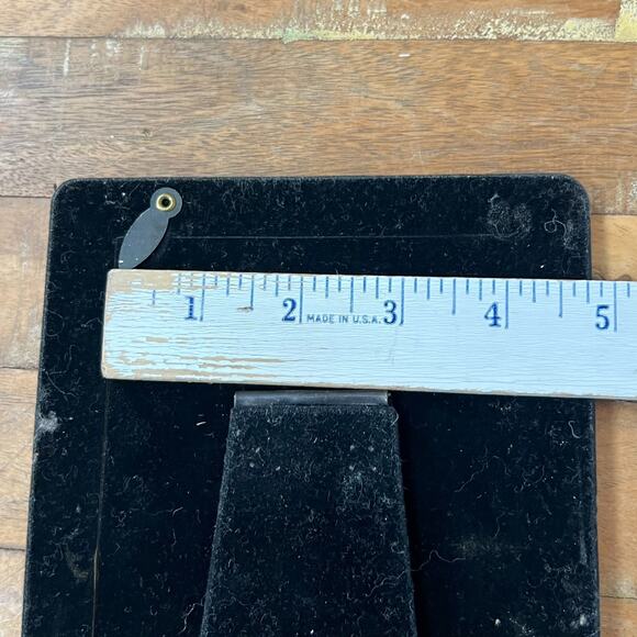 Vintage MCM Enamel Photo Frame Dark Green Yellow Roses With Gold Border Retro - Picture 7 of 12